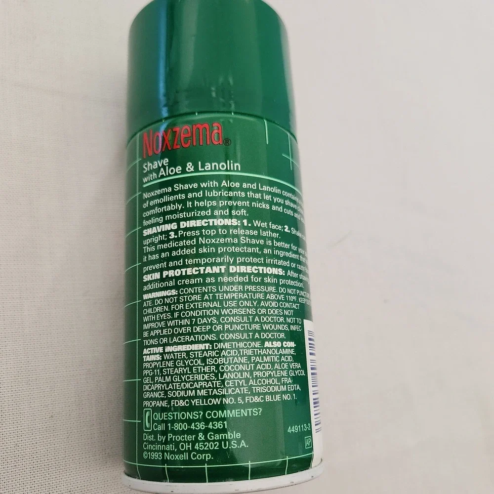 Vintage 1993 Noxzema Medicated Shave Cream Aloe & Lanolin 11oz Prop Collectible